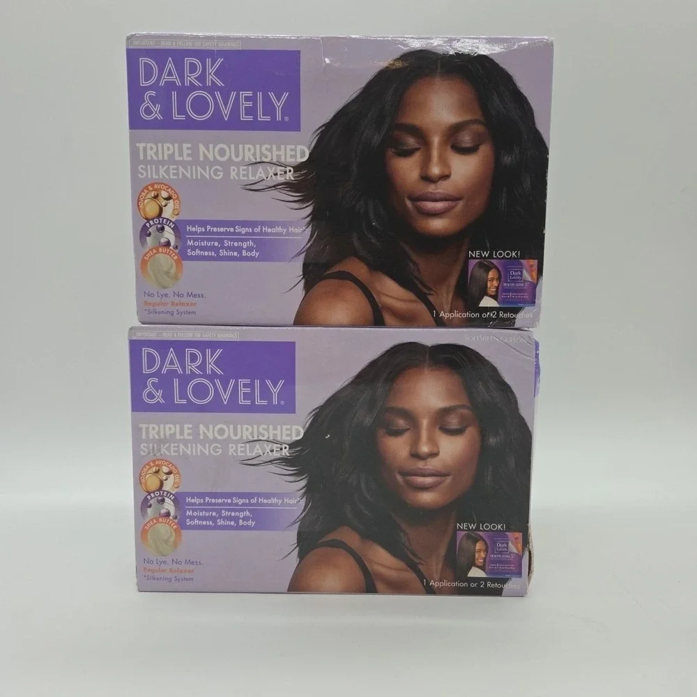 NEW Lot Of 2 SoftSheen Carson Dark & Lovely No-Lye Silkening Relaxer Kit REGULAR